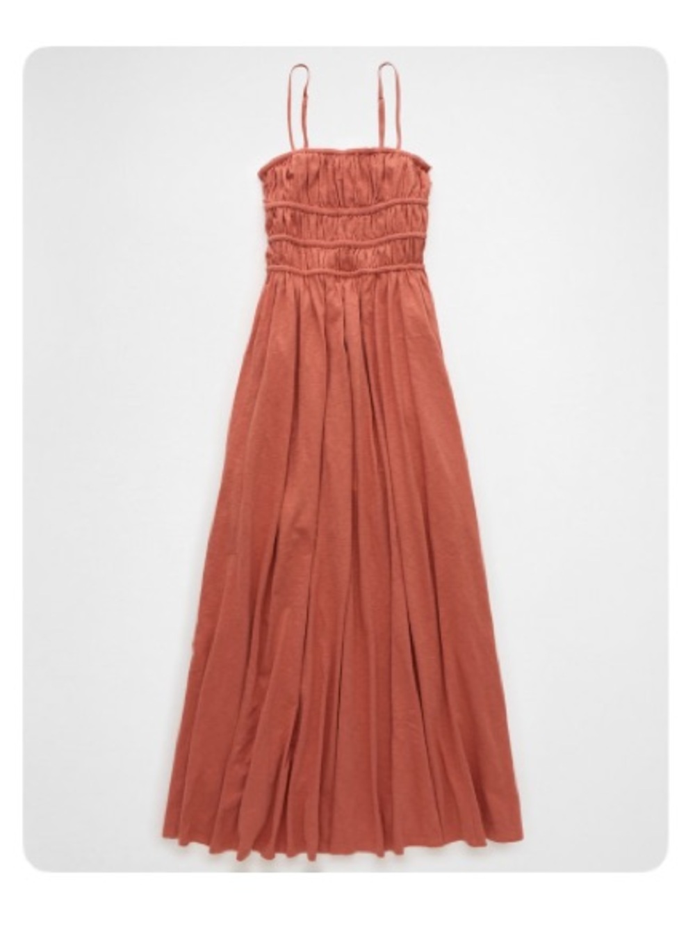 American Eagle Outfitters Rust Terracotta Smocked Maxi Dress